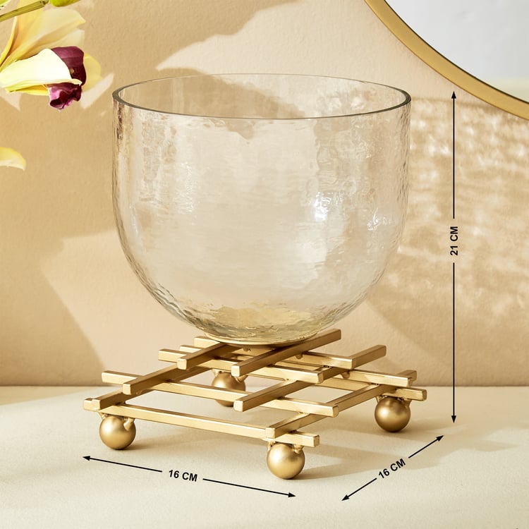 Splendid Gold Rush Cady Glass Hurricane Candle Holder with Stand