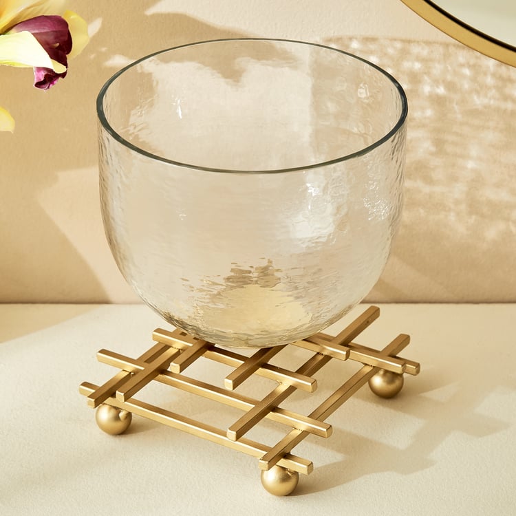 Splendid Gold Rush Cady Glass Hurricane Candle Holder with Stand