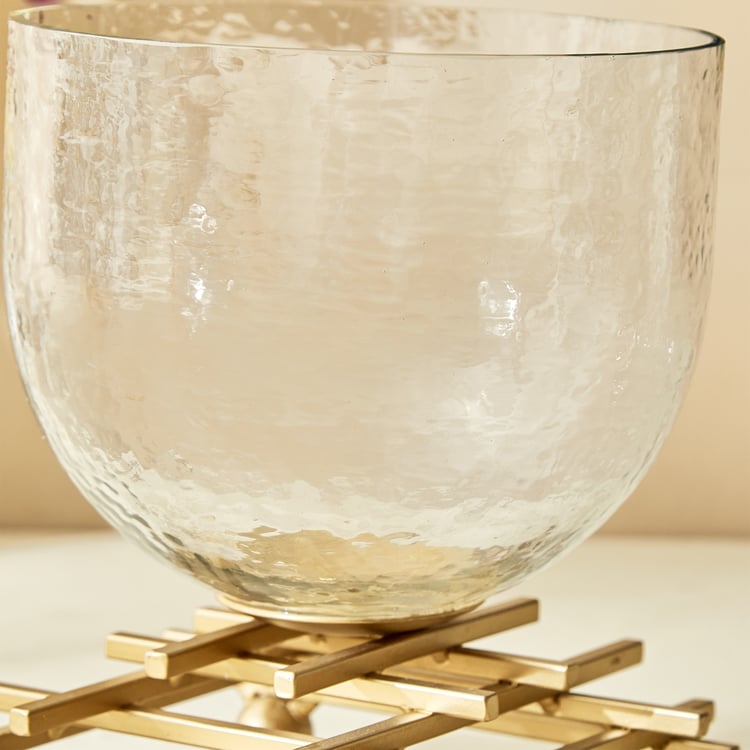 Splendid Gold Rush Cady Glass Hurricane Candle Holder with Stand