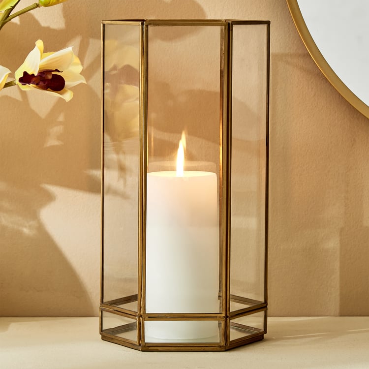 Splendid Gold Rush Metal Hurricane Candle Holder