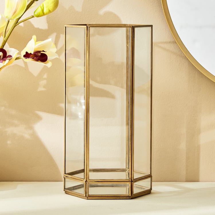 Splendid Gold Rush Metal Hurricane Candle Holder