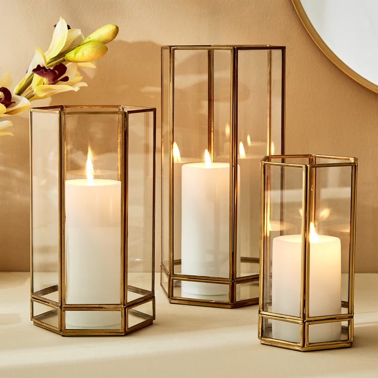 Splendid Gold Rush Metal Hurricane Candle Holder