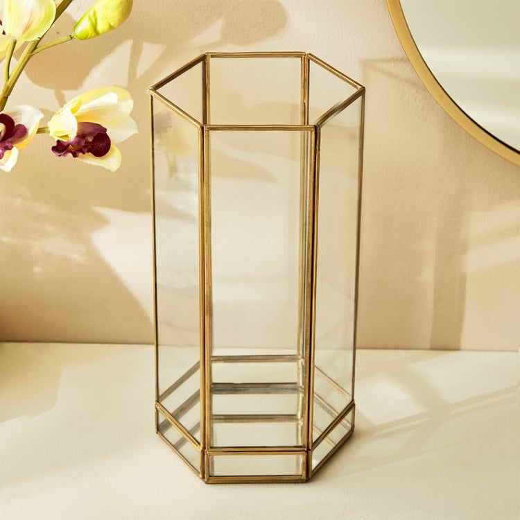 Splendid Gold Rush Metal Hurricane Candle Holder