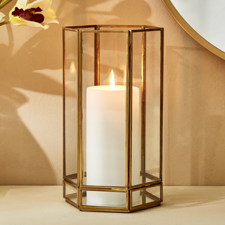 Splendid Gold Rush Metal Hurricane Candle Holder