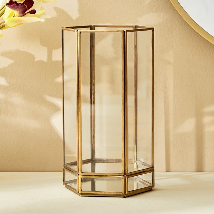 Splendid Gold Rush Metal Hurricane Candle Holder