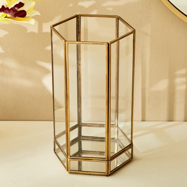 Splendid Gold Rush Metal Hurricane Candle Holder