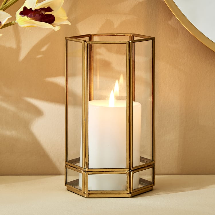 Splendid Gold Rush Claire Metal Hurricane Candle Holder