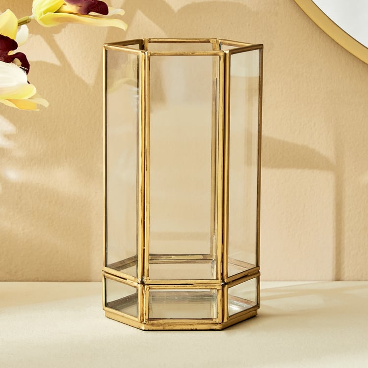 Splendid Gold Rush Claire Metal Hurricane Candle Holder