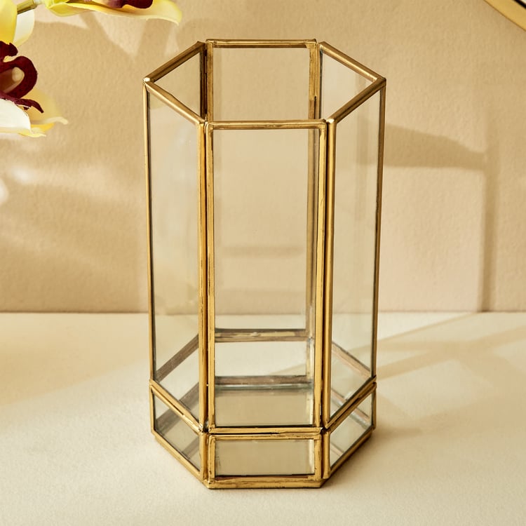 Splendid Gold Rush Claire Metal Hurricane Candle Holder