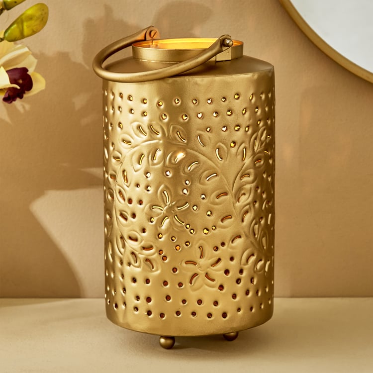 Splendid Gold Rush Cora Metal Hurricane Candle Holder