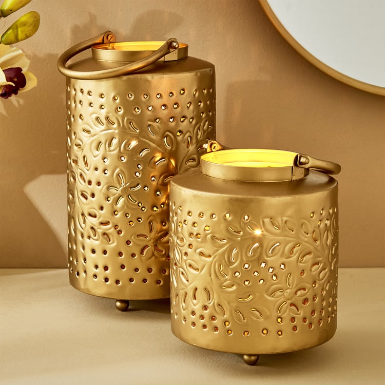 Splendid Gold Rush Cora Metal Hurricane Candle Holder