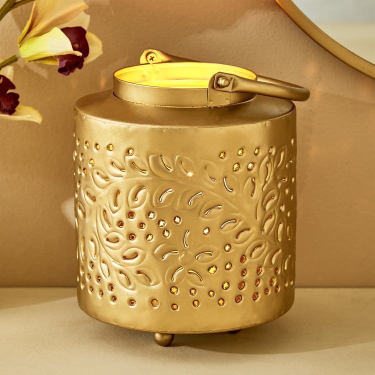 Splendid Gold Rush Cora Metal Hurricane Candle Holder