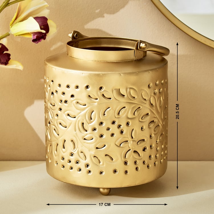 Splendid Gold Rush Cora Metal Hurricane Candle Holder