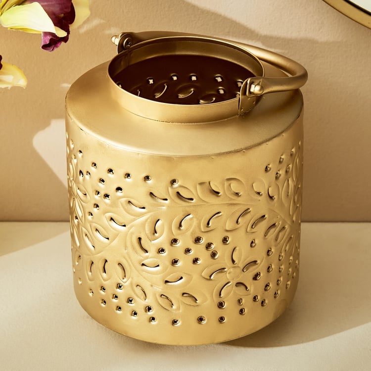 Splendid Gold Rush Cora Metal Hurricane Candle Holder