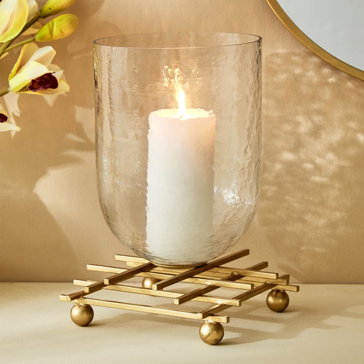 Splendid Gold Rush Cady Glass Hurricane Candle Holder