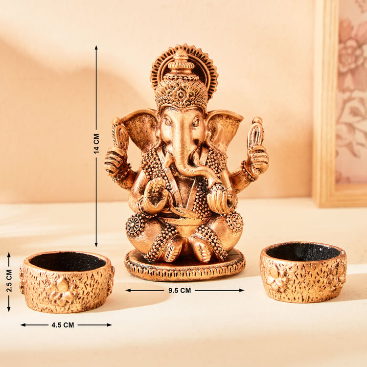 Renaissance 4Pcs Polyresin Ganesha Figurine with T-Light Holder