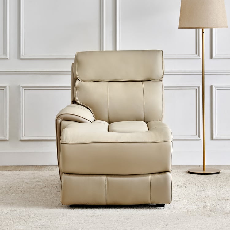 Stockholm Half Leather 1-Seater Push Back Left Lounge Recliner - Cream