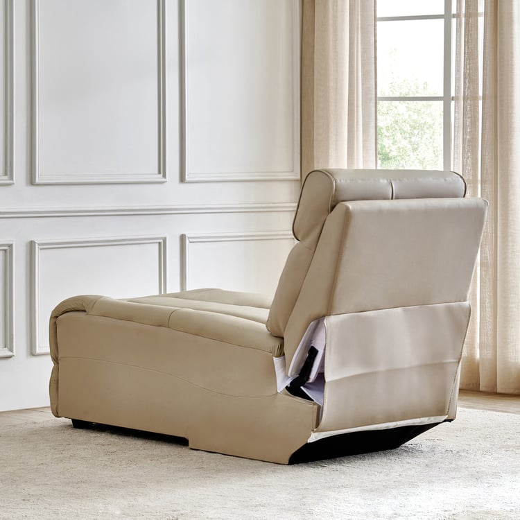 Stockholm Half Leather 1-Seater Push Back Left Lounge Recliner - Cream