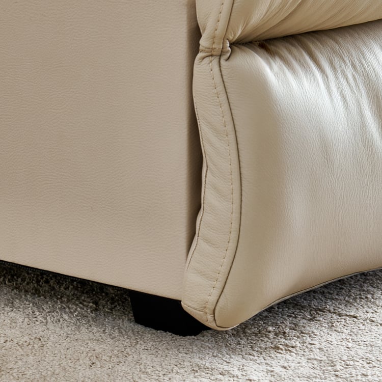 Stockholm Half Leather 1-Seater Push Back Left Lounge Recliner - Cream
