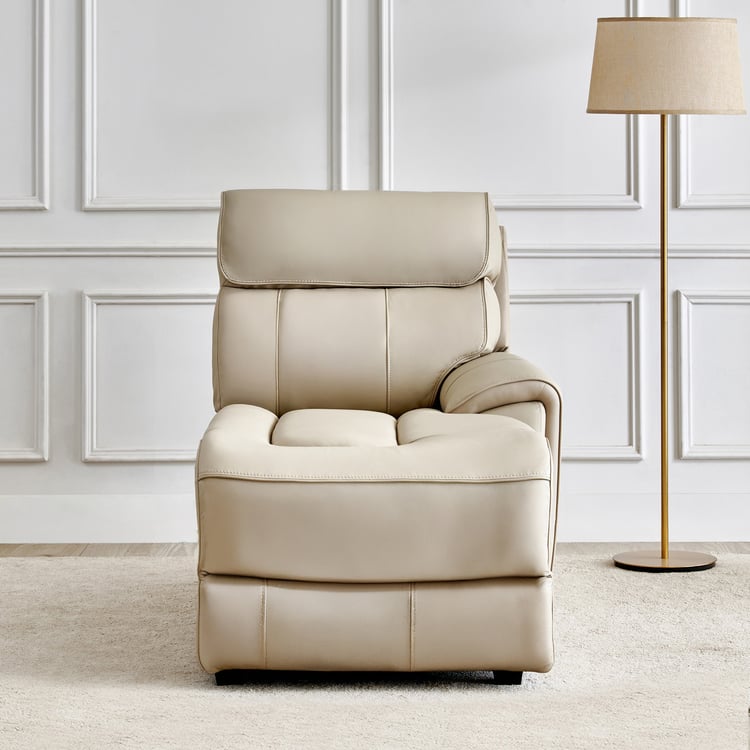 Stockholm Half Leather 1-Seater Push Back Right Lounge Recliner - Cream