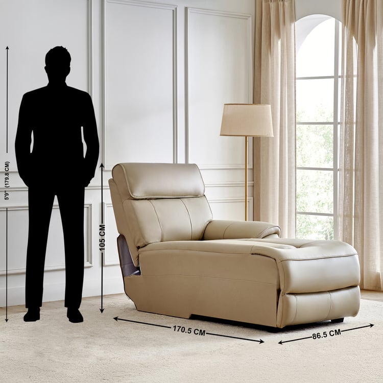 Stockholm Half Leather 1-Seater Push Back Right Lounge Recliner - Cream