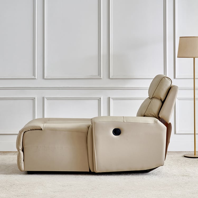 Stockholm Half Leather 1-Seater Push Back Right Lounge Recliner - Cream