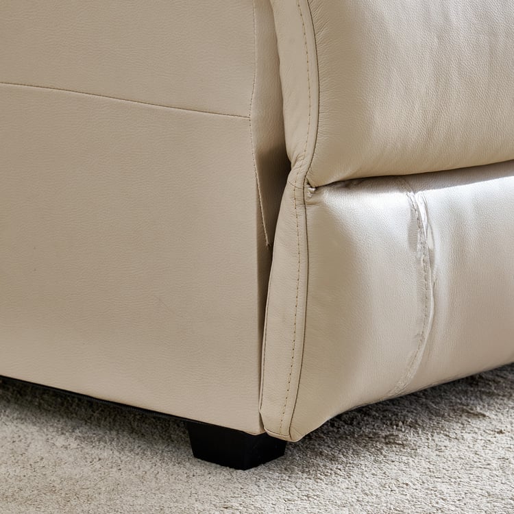Stockholm Half Leather 1-Seater Push Back Right Lounge Recliner - Cream