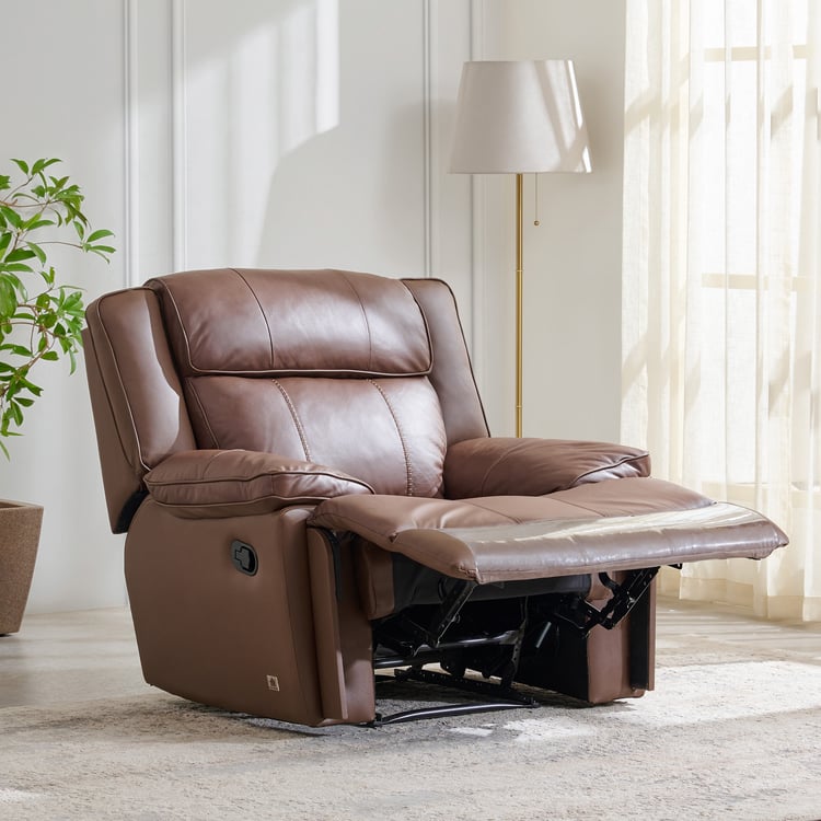 Torino Half Leather 1-Seater Recliner - Brown