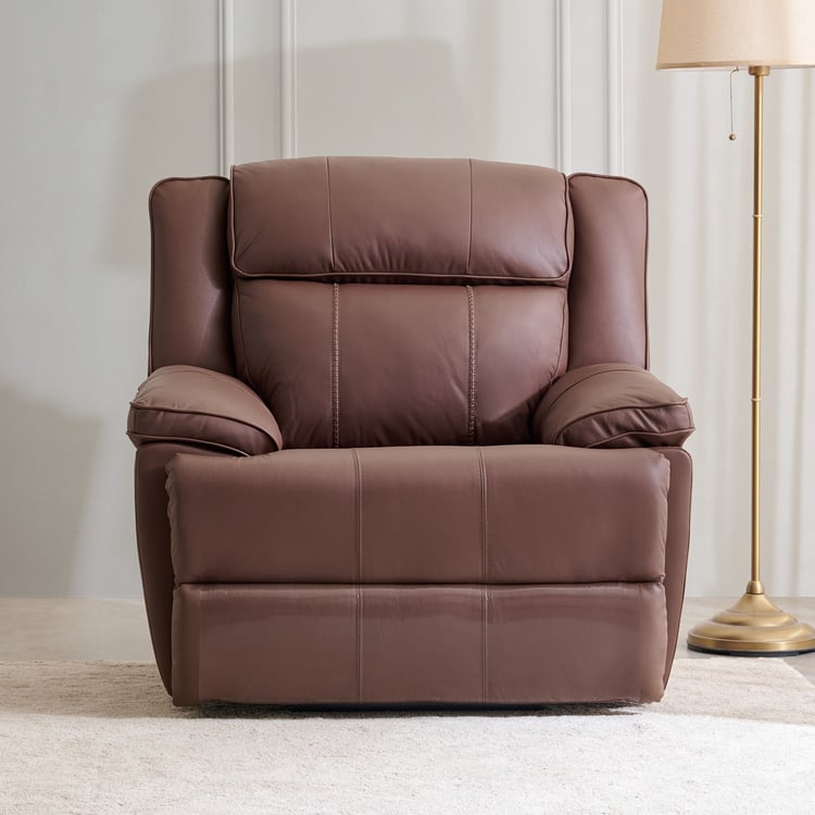 Torino Half Leather 1-Seater Electric Recliner - Brown