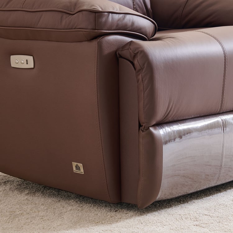 Torino Half Leather 1-Seater Electric Recliner - Brown