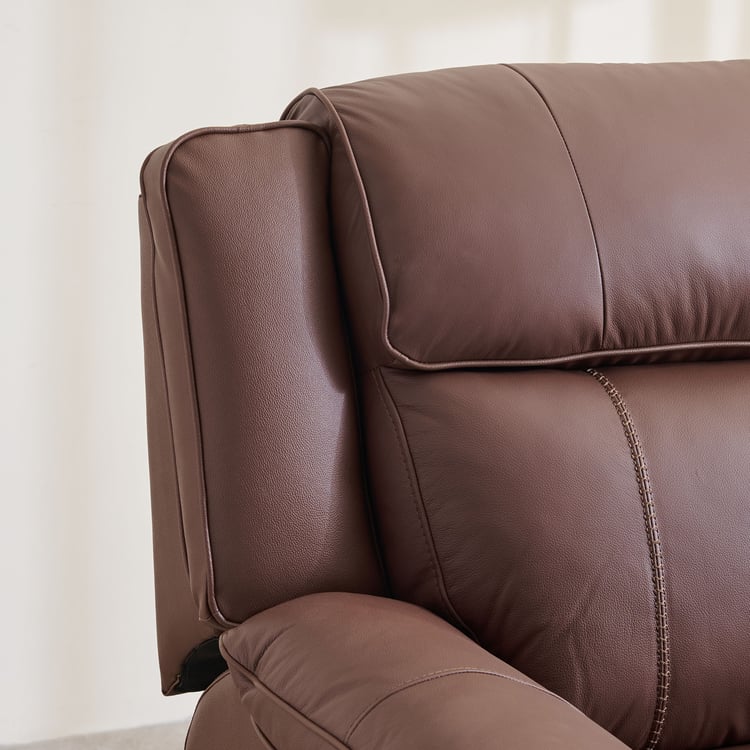 Torino Half Leather 1-Seater Electric Recliner - Brown