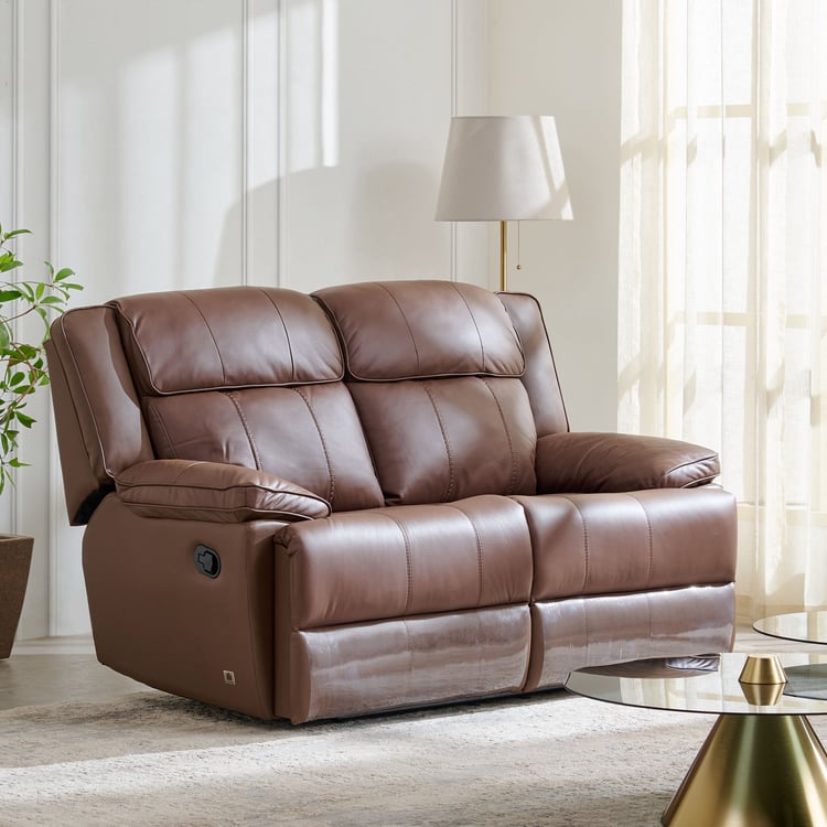 Torino Half Leather 2-Seater Recliner Set - Brown