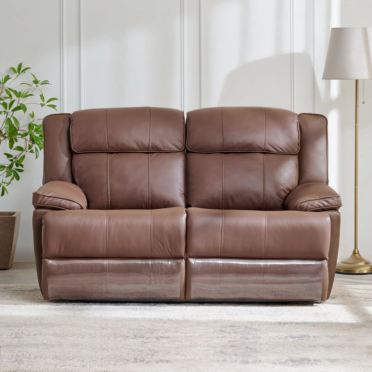 Torino Half Leather 2-Seater Recliner Set - Brown