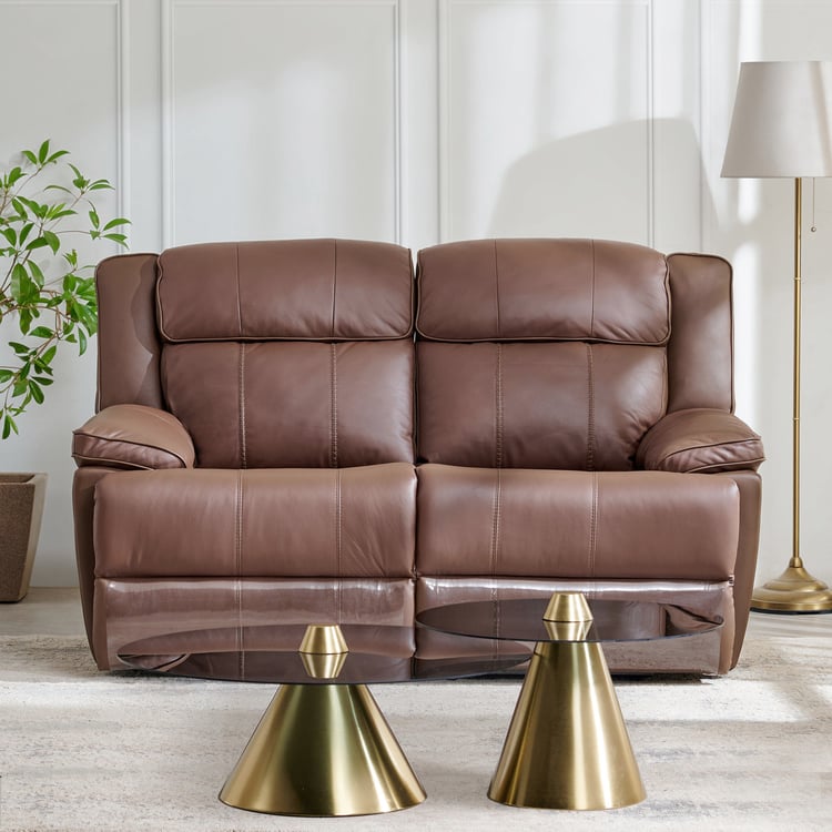 Torino Half Leather 2-Seater Recliner Set - Brown