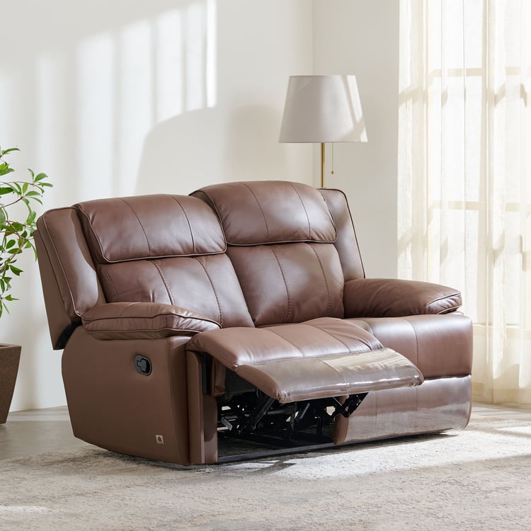 Torino Half Leather 2-Seater Recliner Set - Brown