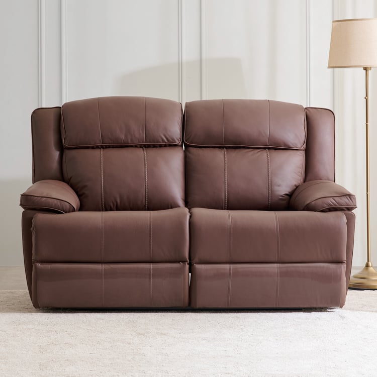 Torino Half Leather 2-Seater Electric Recliner - Brown