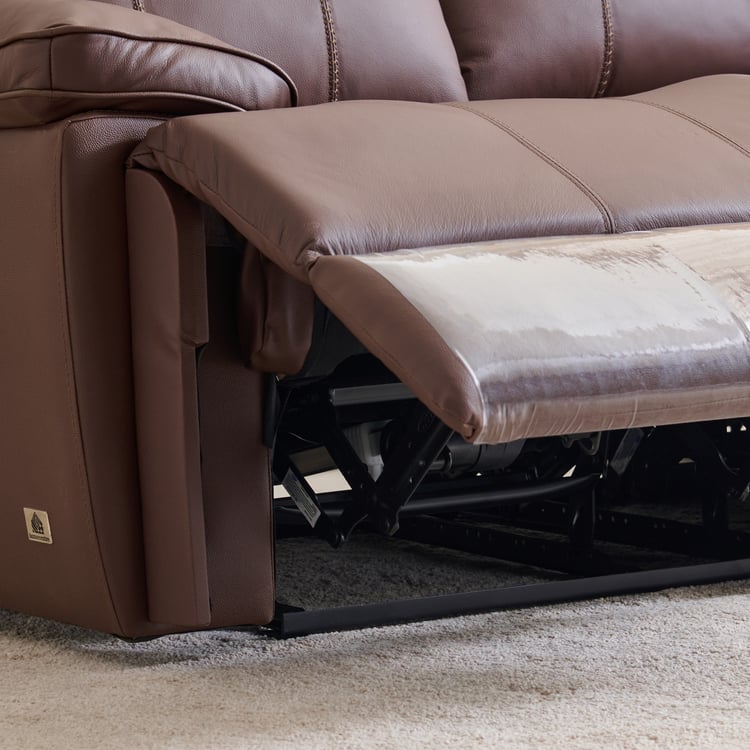 Torino Half Leather 2-Seater Electric Recliner - Brown