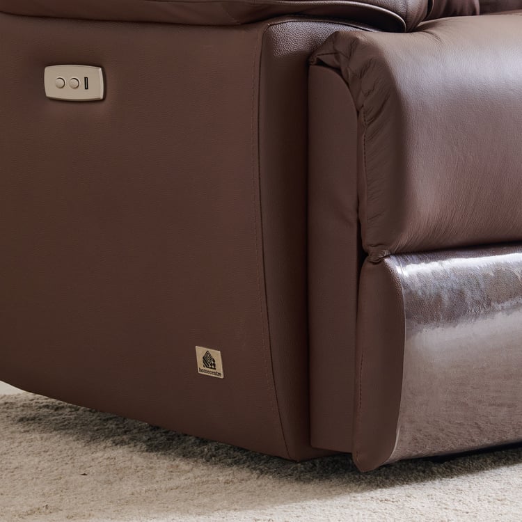 Torino Half Leather 2-Seater Electric Recliner - Brown