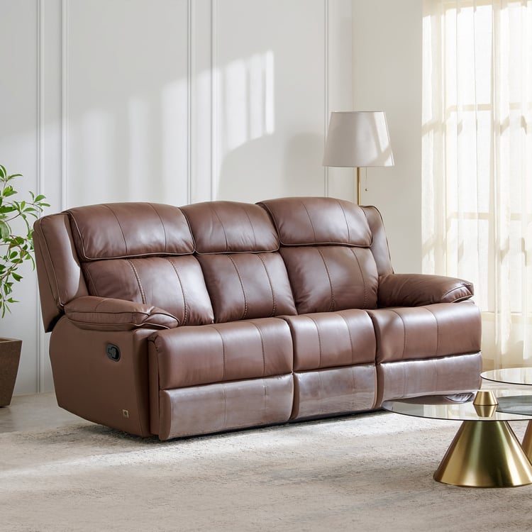 Torino Half Leather 3-Seater Recliner Set - Brown