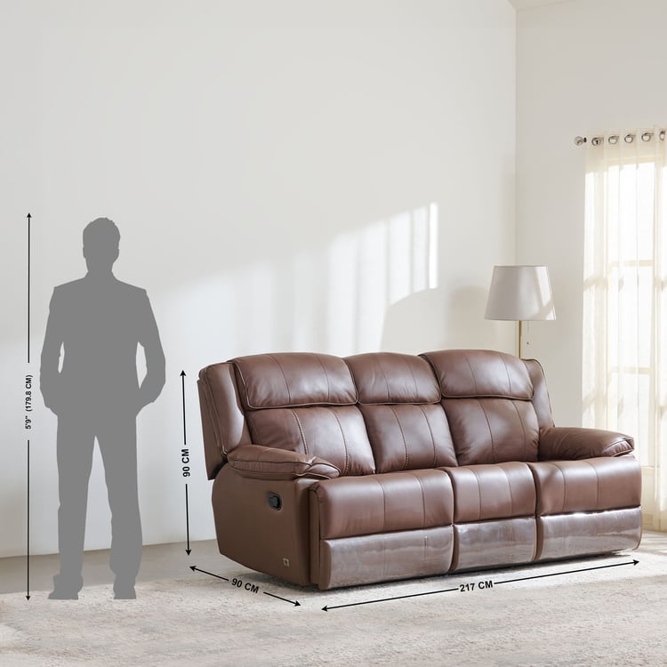 Torino Half Leather 3-Seater Recliner Set - Brown