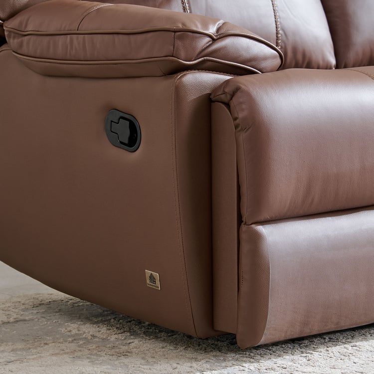 Torino Half Leather 3-Seater Recliner Set - Brown