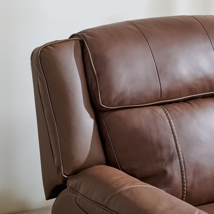 Torino Half Leather 3-Seater Recliner Set - Brown