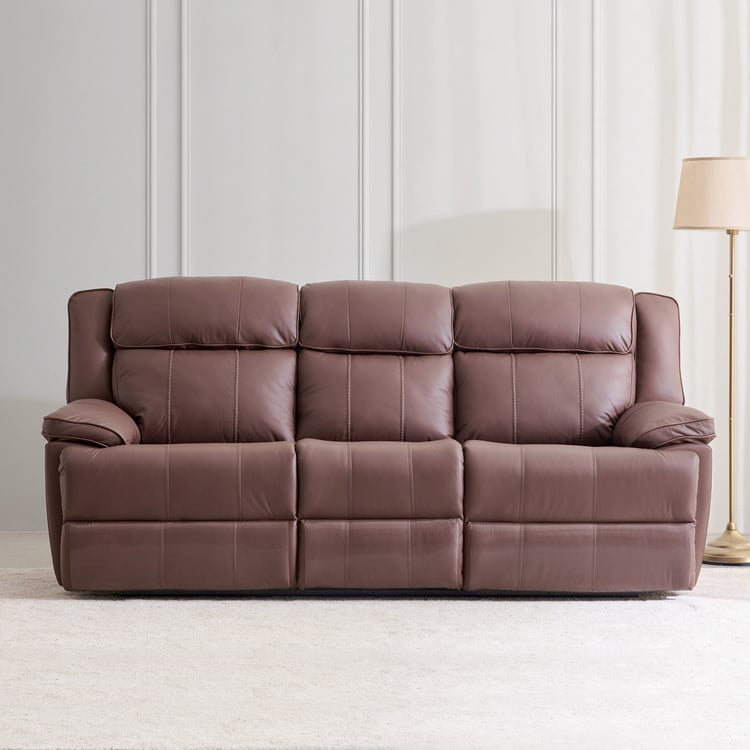 Torino Half Leather 3-Seater Electric Recliner - Brown