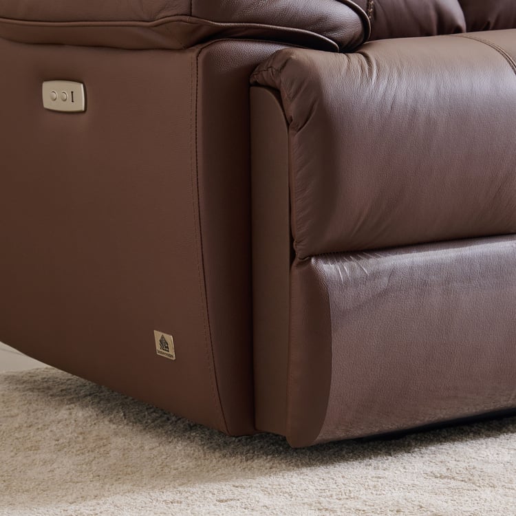 Torino Half Leather 3-Seater Electric Recliner - Brown