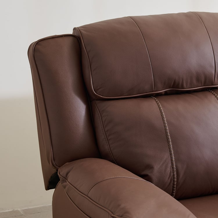 Torino Half Leather 3-Seater Electric Recliner - Brown