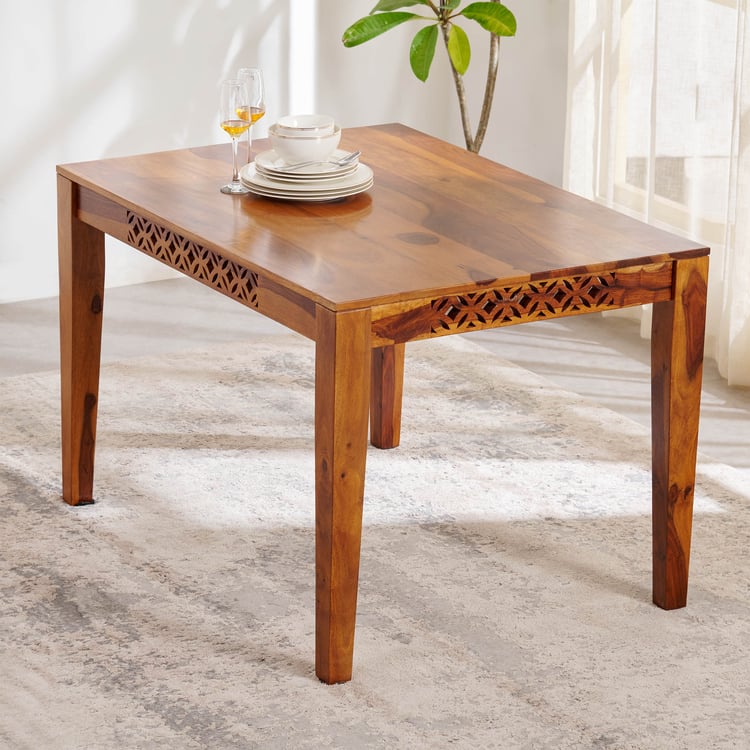 Helios Disa Sheesham Wood 4-Seater Dining Table - Brown