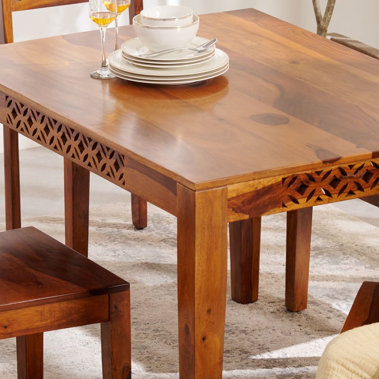 Helios Disa Sheesham Wood 4-Seater Dining Table - Brown