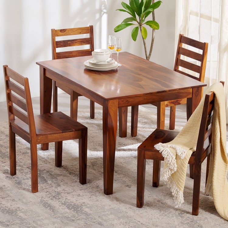 Helios Easter Shesham Wood 4-Seater Dining Table - Brown