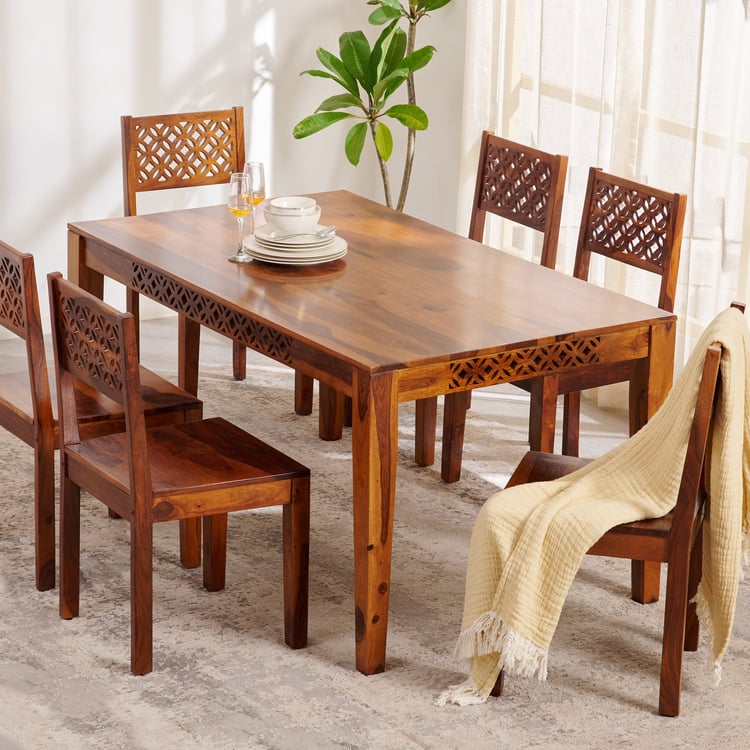 Helios Disa Sheesham Wood 6-Seater Dining Table - Brown