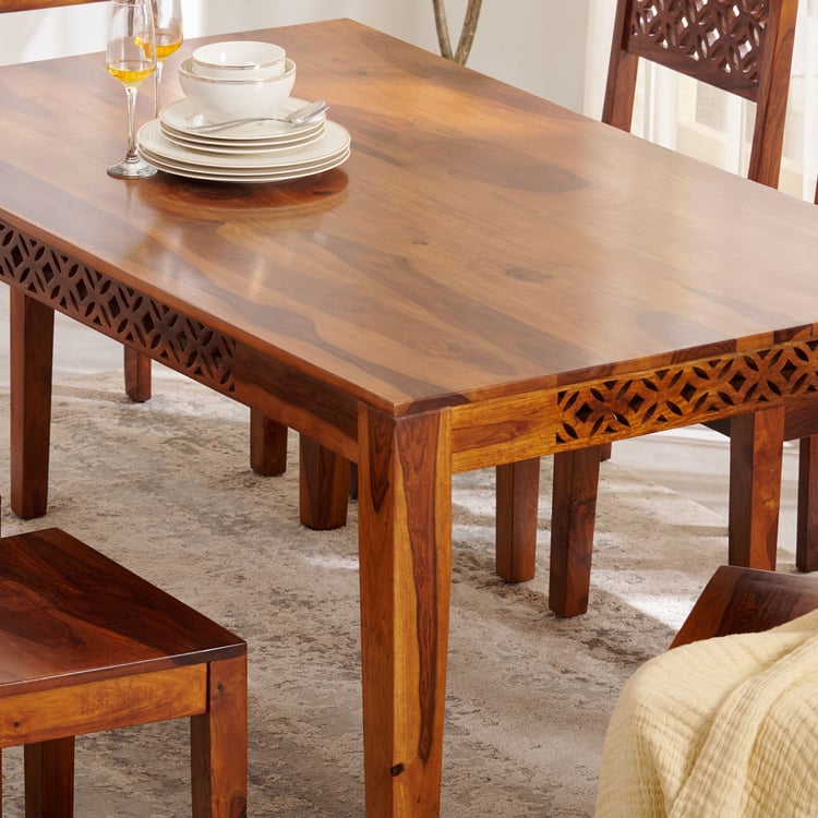 Helios Disa Sheesham Wood 6-Seater Dining Table - Brown